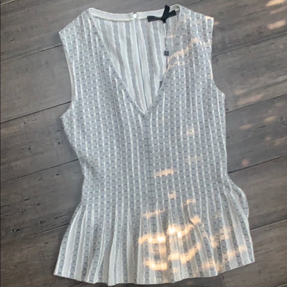 BCBG MAXAZRIA black and ivory “Hailey” peplum top